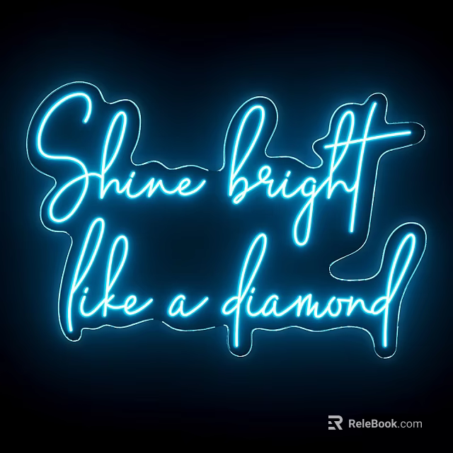 Blue Decorative Neon Light With Handwritten Font Shining Bright Diamond Design 3d model 