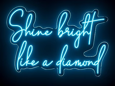 Blue Decorative Neon Light With Handwritten Font Shining Bright Diamond Design 3d model