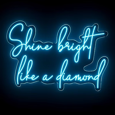 Blue Decorative Neon Light With Handwritten Font Shining Bright Diamond Design 3d model