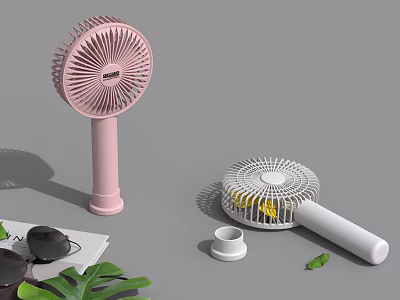 Portable Air Conditioning Fan With Pink And White Modern Design For Summer Cooling 3d model