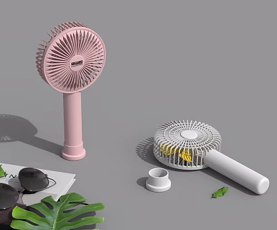 Portable Air Conditioning Fan With Pink And White Modern Design For Summer Cooling 3d model