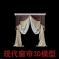 Modern Curtains 3D Model with Layered Design and Elegant Drapery Details