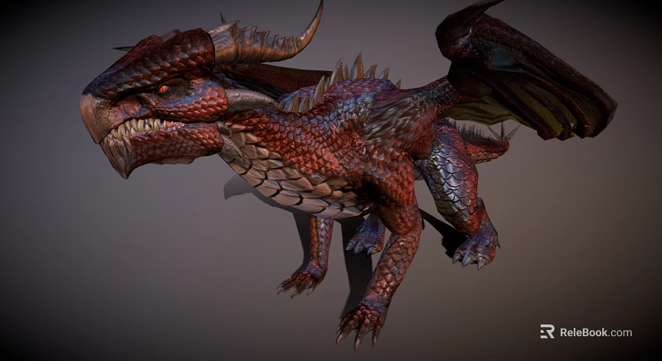 Red Dragon Mythical Creature Showcasing Detailed Scales Sharp Horns Leathery Wings And Powerful Claws 3d model 