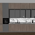 Modern Kitchen Interior Design Wooden Cabinets With Lighting Strips And Marble Countertop