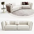 Modern White Sofa Set With Elegant Design Cushions Round Rug And Side Table