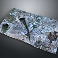 Ancient Rock Surface With Moss Covered Cracks Natural Hollows And Rough Texture
