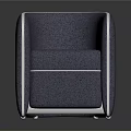 Sleek Blue Fabric Armchair With Metallic Trim And Modern Design