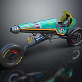 Turquoise Custom Motorcycle with Yellow Windscreen and Number 93 Unique Design