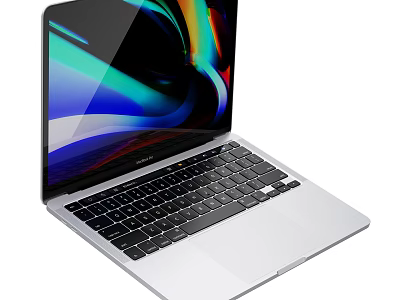 Silver Laptop With Black Keyboard Colorful Screen Display Modern Thin Profile and High Resolution Visuals 3d model