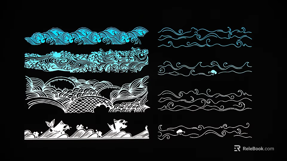 Traditional Decorative Pendant With Intricate Wave Dragon And Fish Patterns 3d model