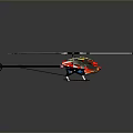 Red And Yellow Remote Control Helicopter With Main Rotor And Detailed Fuselage