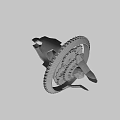 Futuristic Weapon Design Featuring Golden Gear Red Core And Silver Metal Components