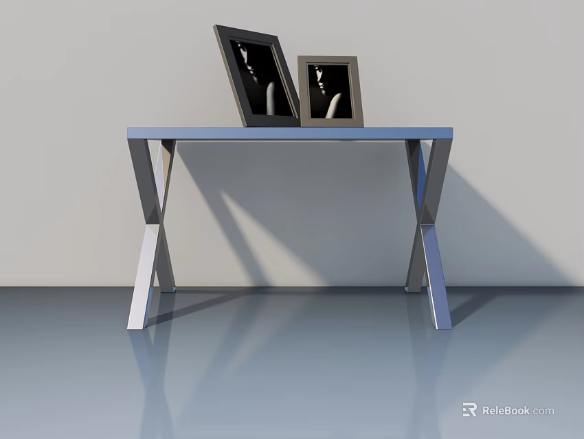 Modern Sofa and Coffee Table Set With Metal Frame and Decorative Frames 3d model 