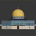 Octagonal Architectural Structure With Golden Dome Blue Decorations And Colorful Mosaic Tiles
