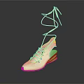 White Stylish Sneakers With Long Wrapped Laces And Yellow Platform Sole