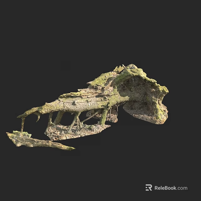 Natural Arbor Trunk With Green Moss Coverage And Textured Organic Surface 3d model