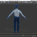 Realistic Game Movie Character In White Shirt Black Tie With Utility Belt Cap Arms Outstretched