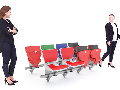 Colorful Public Chairs With Metal Frame And Multiple Colored Seats In Public Space 3d model