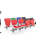 Colorful Public Chairs With Metal Frame And Multiple Colored Seats In Public Space