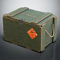 Vintage Green Wooden Box With Metal Clasps Rope Handle And Orange Label
