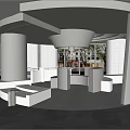 Modern Bubble Tea Shop Interior Design With Open Counter White Silver Decor And Seating Area 3d model