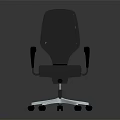 Modern Black Leather Office Chair With Ergonomic Design Swivel Base And Armrests