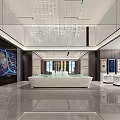 Modern Sales Office Interior With Spacious Lobby Marble Flooring And Large Windows View 3d model