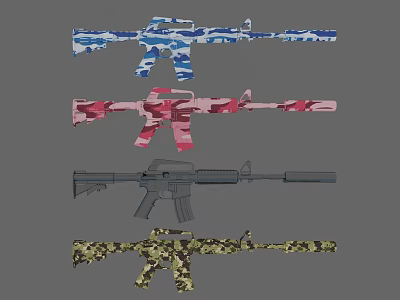 Kids Playground Equipment Toy Guns With Various Camouflage Colors And Designs For Children 3d model