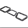 Industrial Metal Equipment Component Rings In Three Different Geometric Shapes
