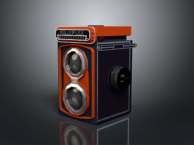 Vintage Style Professional Computer Camera With Dual Lens And Orange Black Design 3d model