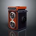 Vintage Style Professional Computer Camera With Dual Lens And Orange Black Design 3d model