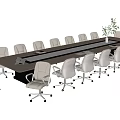 Modern Conference Table With Multiple Rolling Office Chairs In Meeting Room Setup 3d model