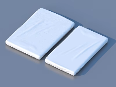 Two White Rectangular Objects With Wrinkled Surface On Gray Background 3d model