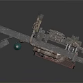 Industrial Equipment Model With Metal Frame Pipes Green Rollers And Components