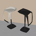 Modern Design Bar Stools in White and Black with Square Base and Streamlined Structure 3d model