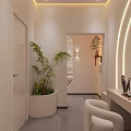 Warm Cozy Beauty Salon Corridor Space With Soft Wall Lights And Stylish Wall Decorations
