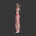 Two 3D Female Characters With Pink Tops Red Long Skirt And Pink Short Skirt