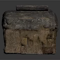 Rustic Stone And Wood Stove Structure With Square Tray On Top 3d model
