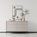 Modern Legged Beige Lacquered Wooden Side Cabinet Combination 3d model