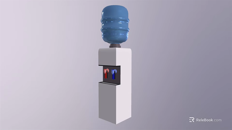 Practical Daily Electrical Appliance Water Dispenser With Stand Design Blue Bucket And Hot Cold Taps 3d model 