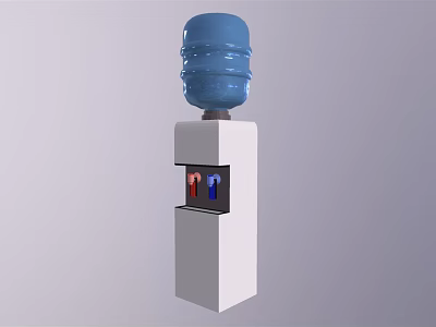 Practical Daily Electrical Appliance Water Dispenser With Stand Design Blue Bucket And Hot Cold Taps 3d model