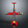 Red Silver Hydraulic Lifting Jack With Vertical Column And Base Stand 3d model