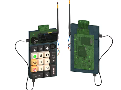 Industrial Equipment With Antenna Control Panel Buttons Indicator Lights And Circuit Board 3d model