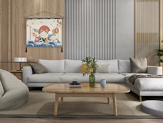 Japanese Sofa Coffee Table Combination Sofa 3d model
