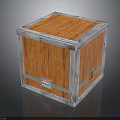 Wooden Crate With Orange Planks And Silver Metal Frame And Labels