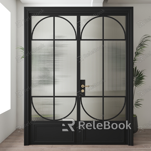 Retro double open glass door model