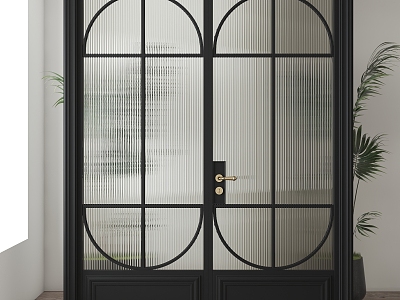 Retro double open glass door model