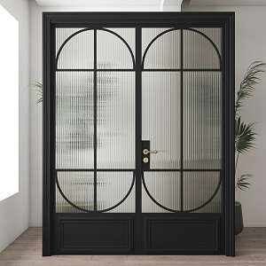 Retro double open glass door 3d model