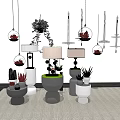 Modern lamp combination chandelier corner table lamp floral combination 3d model
