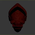 Red Battle Armor Helmet With Black Accents And Tactical Design Elements